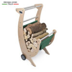 Carrello Portalegna in Legno Telo Verde o Marrone