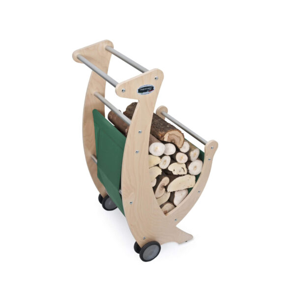 Carrello Portalegna in Legno Telo Verde o Marrone - immagine 3