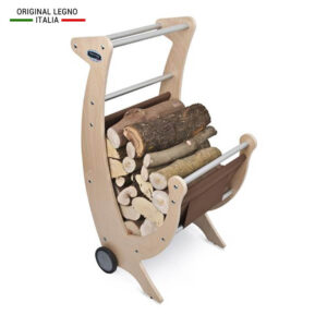 Carrello Portalegna in Legno Telo Verde o Marrone
