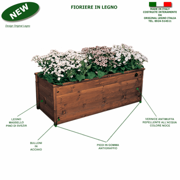 Fioriera in Legno Rettangolare - immagine 2