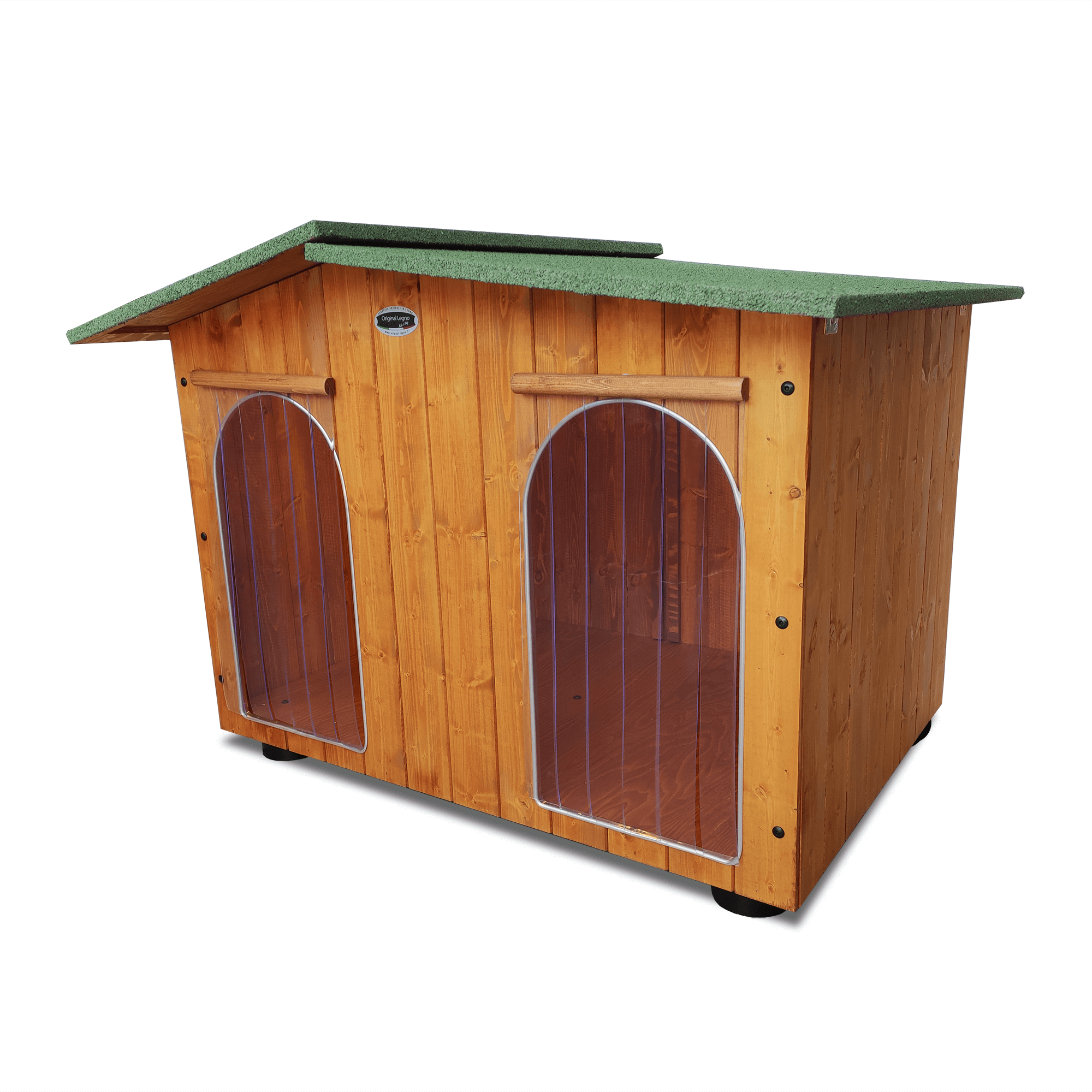 Oasi-Doppio-Ingresso.png Cucce in Legno Oasi Misure Alano con Doppio Ingresso in 2 Versioni - immagine 1